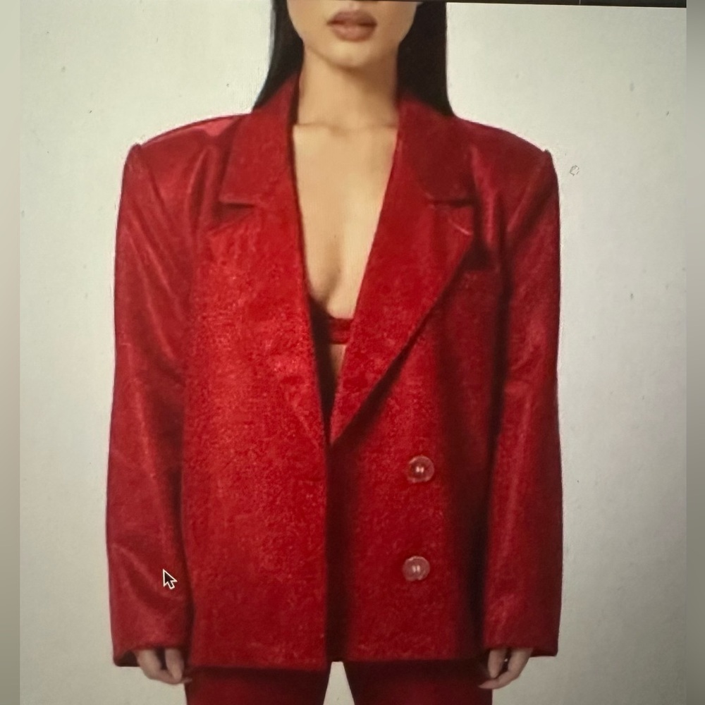 SLA THE LABEL Red Paloma Sparkle Blazer